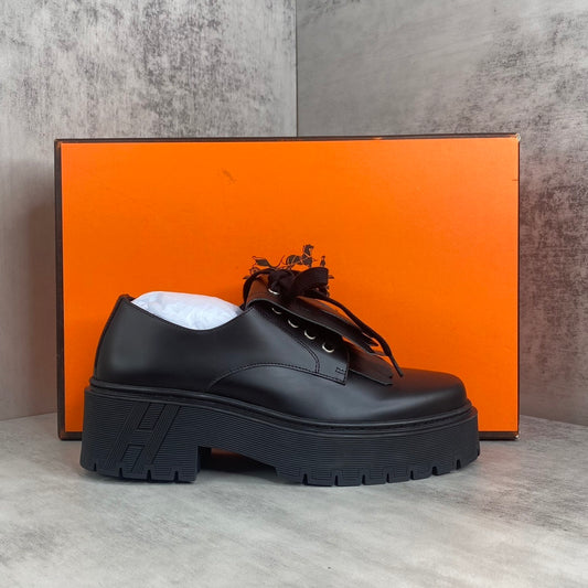 Hermes Leather Loafers Fringe "Black"