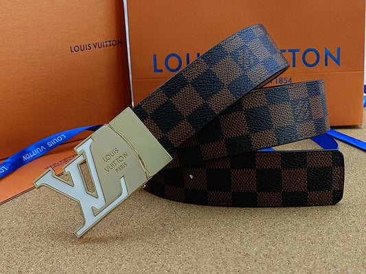 Louis Vuitton Leather Belt "Brown-White"