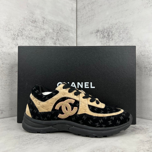Chanel 22A "Black-Beige All Over Logo"