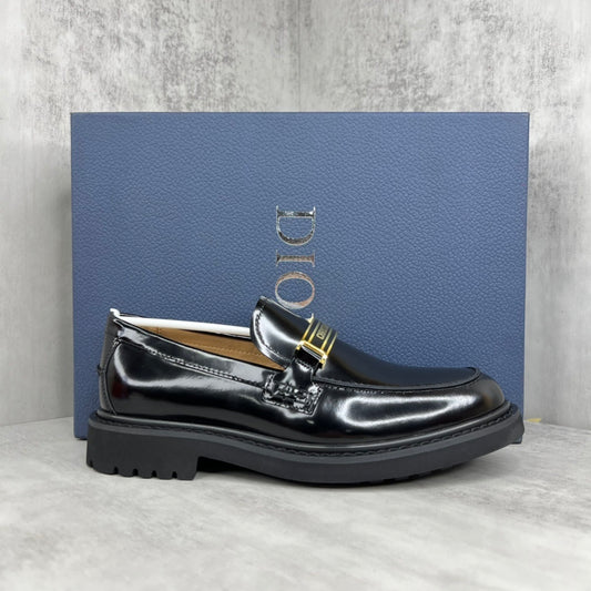 Dior Leather Loafers "Black-Gold"