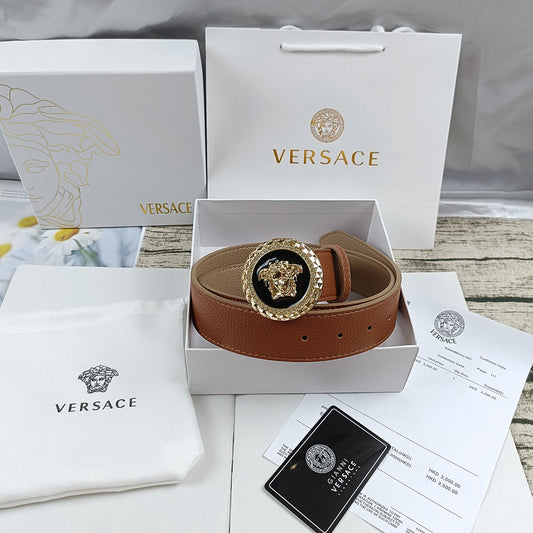 Versace Leather Belt "Brown-Gold"