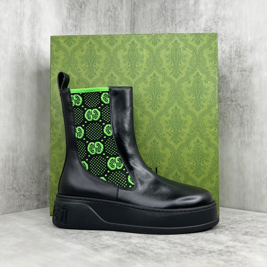 Gucci Leather Chelsea Boots "Green"