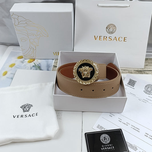 Versace Leather Belt "Beige-Gold"
