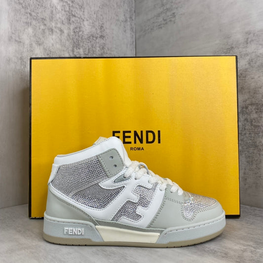 Fendi Match High-Top "White-Grey" Crystals